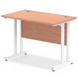 Impulse 1000 x 600mm Straight Desk Beech Top White Cantilever Leg MI001683