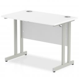 Impulse 1000x600mm Straight Desk White Top Silver MI002195