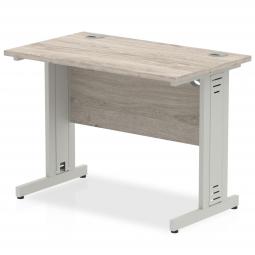 Impulse 1000x600mm Straight Desk Grey Oak Top Silver I003095