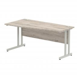 Impulse 1000x600mm Straight Desk Grey Oak Top White I003096