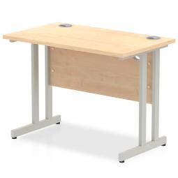 Impulse 1000 x 600mm Straight Desk Maple Top Silver Cantilever Leg MI002421