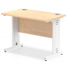 Impulse 1000 x 600mm Straight Desk Maple Top White Cable Managed Leg MI002506