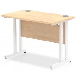 Impulse 1000 x 600mm Straight Desk Maple Top White Cantilever Leg MI002426