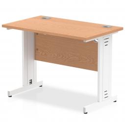 Impulse 1000 x 600mm Straight Desk Oak Top White Cable Managed Leg MI002732