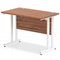 Impulse 1000 x 600mm Straight Desk Walnut Top White MI001914