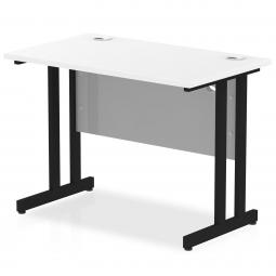 Impulse 1000x600mm Straight Desk White Top Black Cantilever Leg I004303