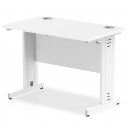 Impulse 1000 x 600mm Straight Desk White Top Silver Cable Managed Leg MI002275