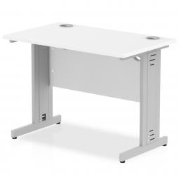 Impulse 1000 x 600mm Straight Desk White Top White Cable Managed Leg MI002280