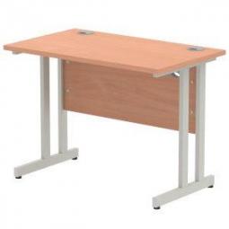 Impulse 1000x800mm Straight Desk Beech Top Silver MI000282