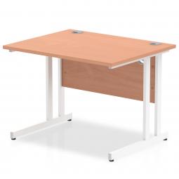 Impulse 1000x800mm Straight Desk Beech Top White MI001673