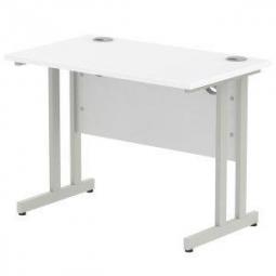 Impulse 1000x800mm Straight Desk White Top Silver MI000304