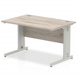 Impulse 1000x800mm Straight Desk Grey Oak Top Silver I003531