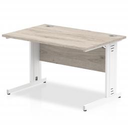 Impulse 1000x800mm Straight Desk Grey Oak Top White I003097