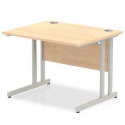 Impulse 1000 x 800mm Straight Desk Maple Top Silver Cantilever Leg MI000348