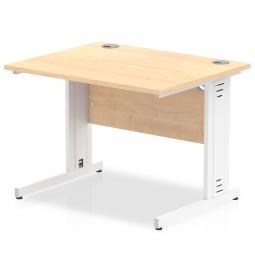 Impulse 1000 x 800mm Straight Desk Maple Top White Cable Managed Leg MI002496