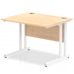 Impulse 1000 x 800mm Straight Desk Maple Top White Cantilever Leg MI002416