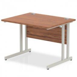 Impulse 1000 x 800mm Straight Desk Walnut Top Silver MI001899