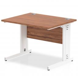 Impulse 1000 x 800mm Straight Desk Walnut Top White Cable Managed Leg MI001994