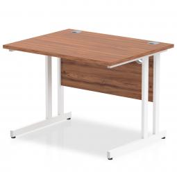 Impulse 1000 x 800mm Straight Desk Walnut Top White Cantilever Leg MI001904