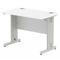 Impulse 1000x800mm Straight Desk White Top Silver I003540