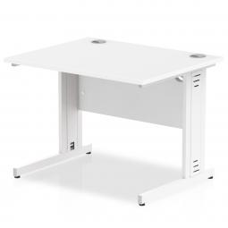 Impulse 1000 x 800mm Straight Desk White Top White Cable Managed Leg MI002270