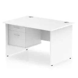 Dynamic Impulse W1200 x D800 x H730mm Straight Office Desk Panel End Leg With 1 x 2 Drawer Fixed Pedestal White Finish - MI002250