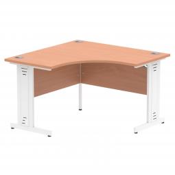 Dynamic Impulse 1200mm Corner Desk Beech Top White Cable Managed Leg MI001874