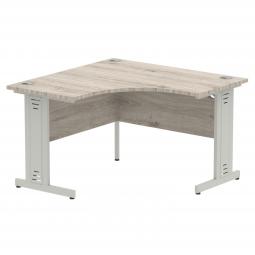 Dynamic Impulse 1200mm Corner Desk Grey Oak Top Silver Cable Managed Leg I003790