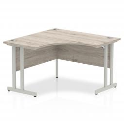 Dynamic Impulse 1200mm Corner Desk Grey Oak Top Silver Cantilever Leg I003530