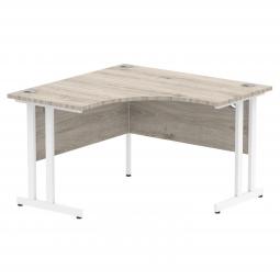 Dynamic Impulse 1200mm Corner Desk Grey Oak Top White Cantilever Leg I003792