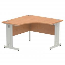 Dynamic Impulse 1200mm Corner Desk Oak Top Silver Cable Managed Leg MI002842