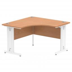 Dynamic Impulse 1200mm Corner Desk Oak Top White Cable Managed Leg MI002843