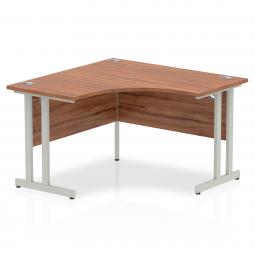 Dynamic Impulse 1200mm Corner Desk Walnut Top Silver Cantilever Leg I000340