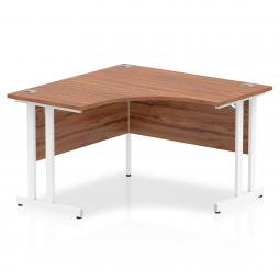 Dynamic Impulse 1200mm Corner Desk Walnut Top White Cantilever Leg MI002126