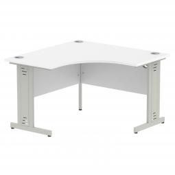 Dynamic Impulse 1200mm Corner Desk White Top Silver Cable Managed Leg MI002390