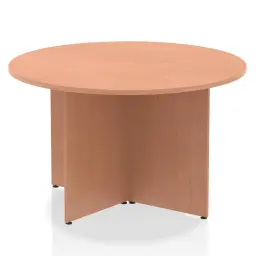 Dynamic Impulse W1200 x D1200 x H730mm Free-Standing Round Table Panel Arrowhead Leg Beech Finish - I003400