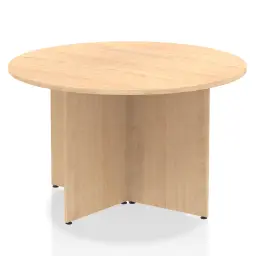 Dynamic Impulse W1200 x D1200 x H730mm Free-Standing Round Table Panel Arrowhead Leg Maple Finish - I003401