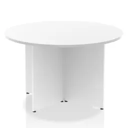 Dynamic Impulse W1200 x D1200 x H730mm Free-Standing Round Table Panel Arrowhead Leg White Finish - I003403