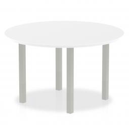 Dynamic Impulse 1200mm Round Table White Top Silver Post Leg I000200