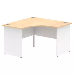 Impulse Corner Office Desk W1200 x D1200 x H730mm Panel End Leg Maple Finish White Frame - TT000128