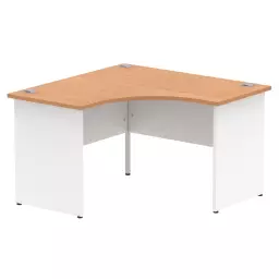 Impulse Corner Office Desk W1200 x D1200 x H730mm Panel End Leg Oak Finish White Frame - TT000129