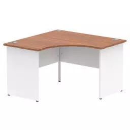 Impulse Corner Office Desk W1200 x D1200 x H730mm Panel End Leg Walnut Finish White Frame - TT000130