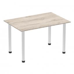 Impulse 1200mm Straight Table Grey Oak Top Aluminium Post Leg I003663