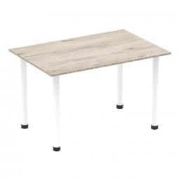 Impulse 1200mm Straight Table Grey Oak Top White Post Leg I003711