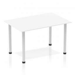 Impulse 1200mm Straight Table White Top Silver Post Leg BF00172