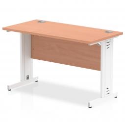 Impulse 1200 x 600mm Straight Desk Beech Top White MI001764