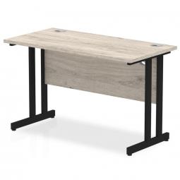 Impulse 1200 x 600mm Straight Desk Grey Oak Top Black Cantilever Leg MI003346