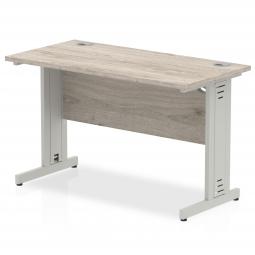 Impulse 1200x600mm Straight Desk Grey Oak Top Silver I003099