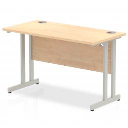 Impulse 1200 x 600mm Straight Desk Maple Top Silver Cantilever Leg MI002422