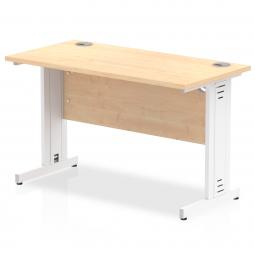 Impulse 1200 x 600mm Straight Desk Maple Top White Cable Managed Leg MI002507